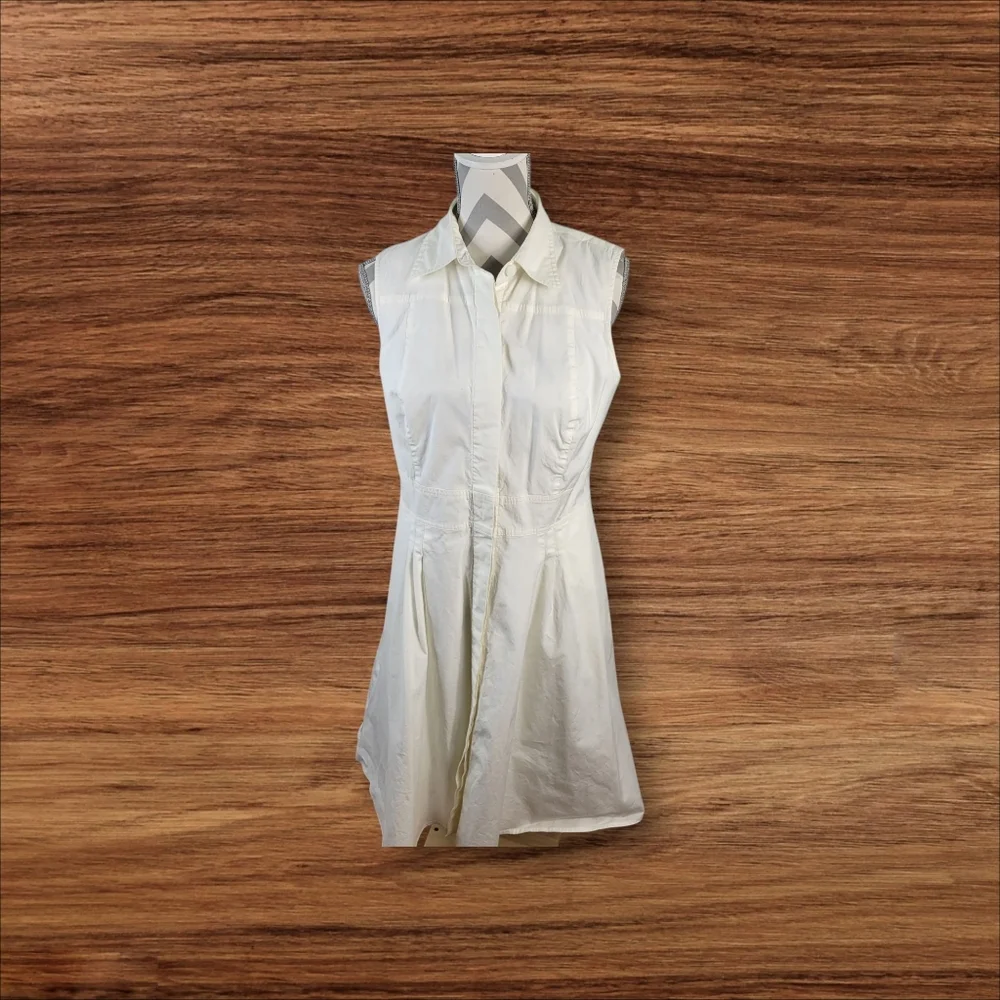Ann Taylor Loft White Sleeveless Shirt Dress Cotton Size 12 - Picture 1 of 15
